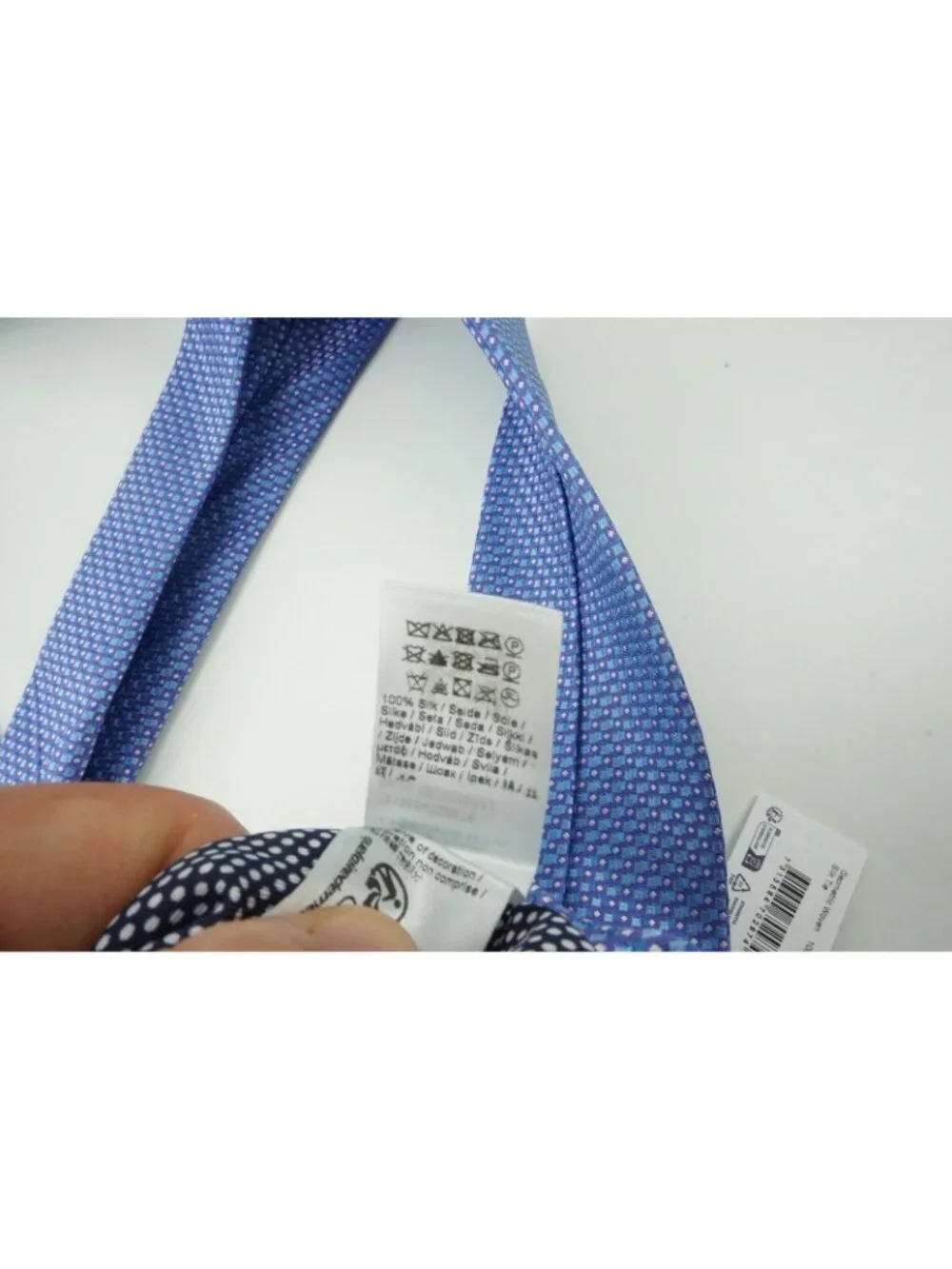 Eton Cobalt Sky Blue Micro Geometric Woven 100% Silk Tie Brand New With Tags